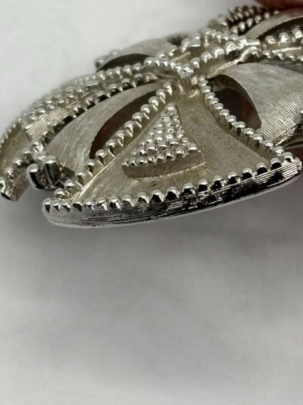 Vintage Monet Maltese Cross Etruscan Revival Brooch Silver-Tone Beaded Detailing - Picture 15 of 15